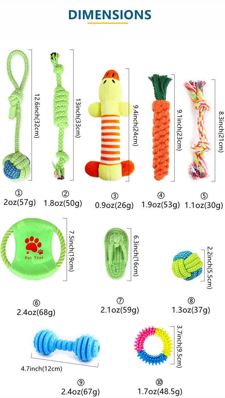 Bite-Resistant Molar Dog Toys – 10 Pack Durable Chew Set for Dogs 2