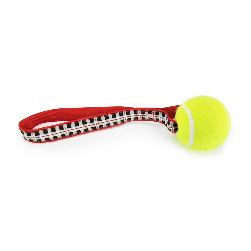 Black & White Plaid Tennis Ball Toss Toy – Durable Fetch & Tug Dog Toy