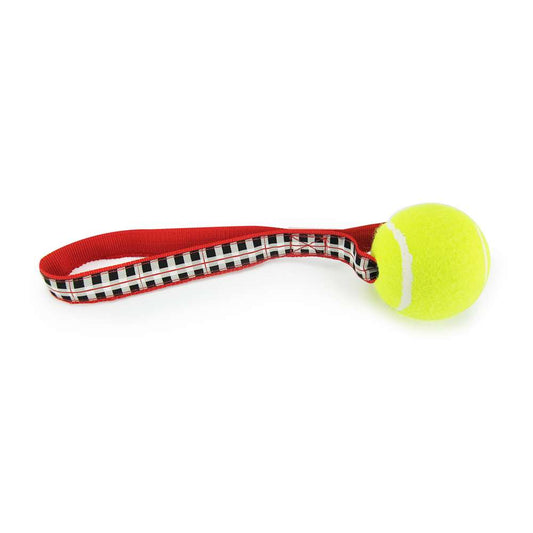 Black & White Plaid Tennis Ball Toss Toy – Durable Fetch & Tug Dog Toy