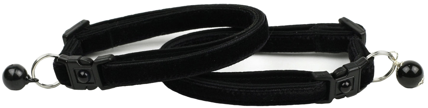 Soft Black Velvet Cat Collar