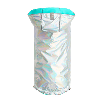 Reversible Raincoat - Neon Aqua with Iridescent