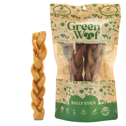 Green Woof Braided Bully Sticks