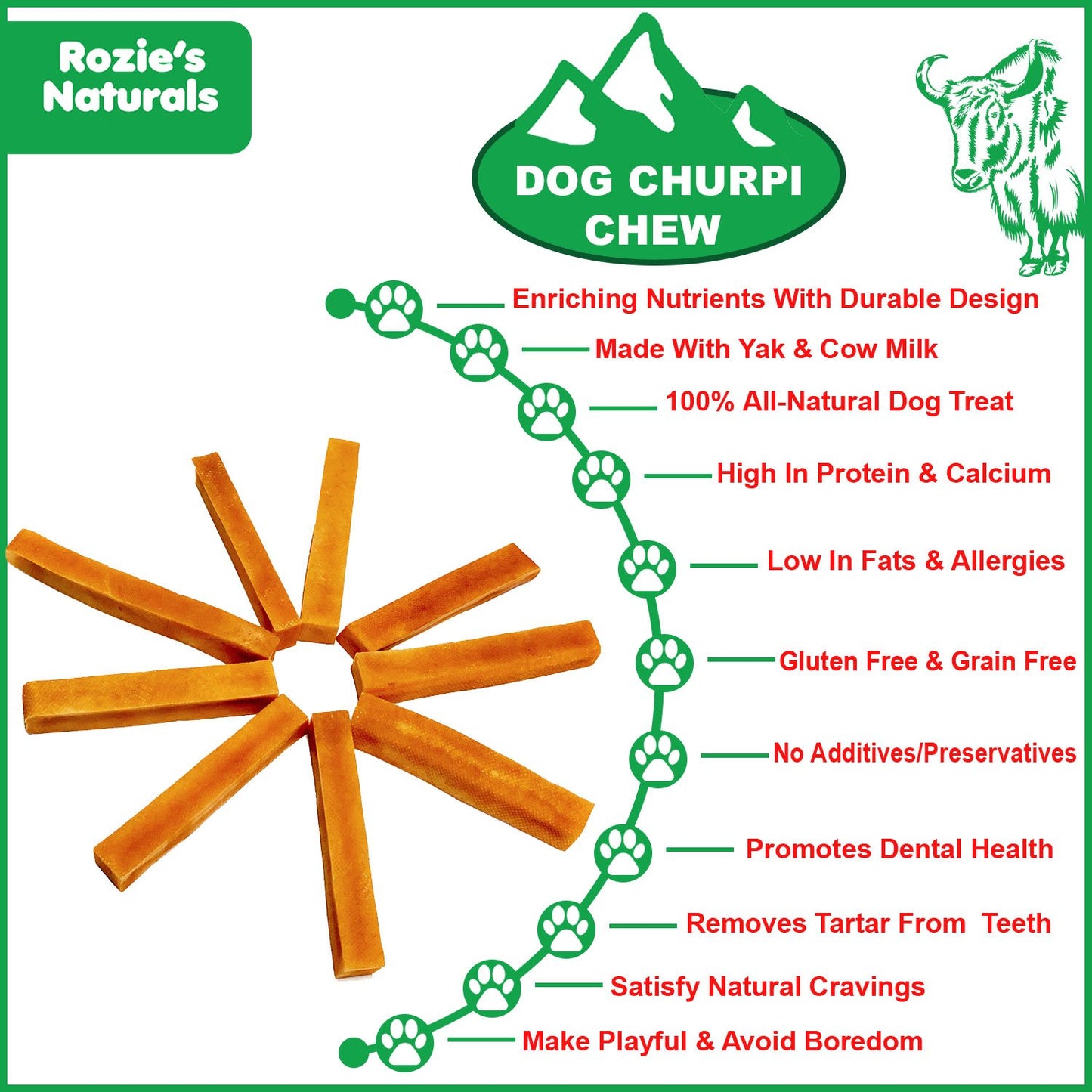 Dog Churpi Chew – Himalayan Yak Cheese Dog Treats (2 Count, 5.5 oz)