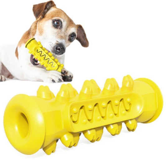 Rubber chewing toy for dogs in blue, green, and yellow for dental cleaning the petriot