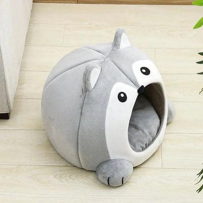 Cartoon Fox Theme Pet House – plush, cozy cat & dog bed with fun fox design, soft interior, available in multiple sizes | The PetRiot