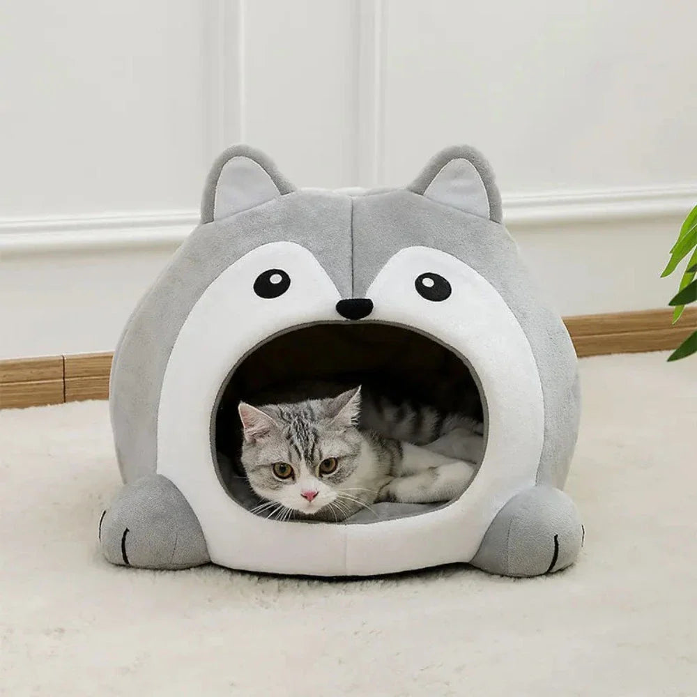Cartoon Fox Theme Pet House – plush, cozy cat & dog bed with fun fox design, soft interior, available in multiple sizes | The PetRiot