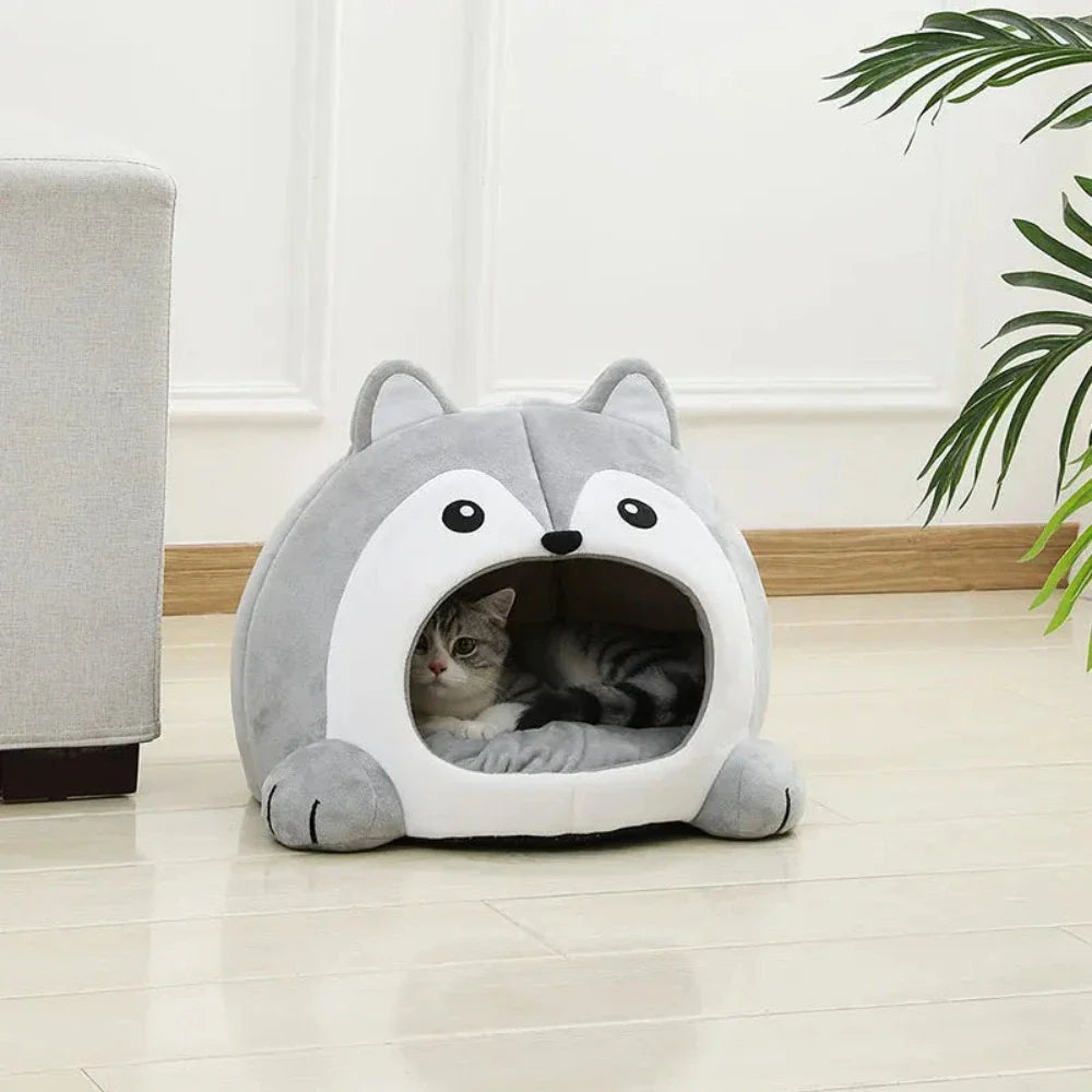 Cartoon Fox Theme Pet House – plush, cozy cat & dog bed with fun fox design, soft interior, available in multiple sizes | The PetRiot