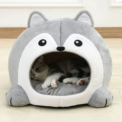 Cartoon Fox Theme Pet House – plush, cozy cat & dog bed with fun fox design, soft interior, available in multiple sizes | The PetRiot