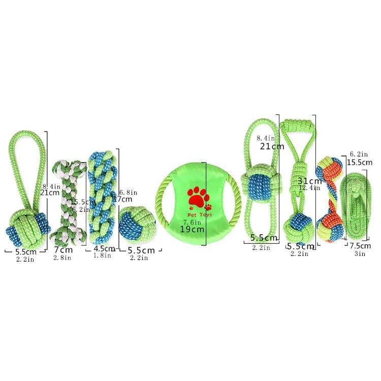 The Petriot 9 pcs Braided Cotton Rope Chew Toys for Dogs – Dental Health and Play