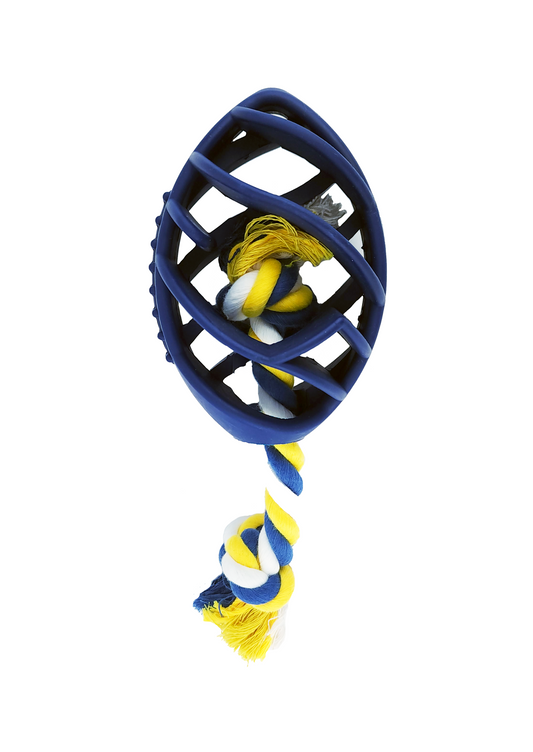 The Petriot Rubber Football Dog Chew Toy with Tug Rope – Durable Interactive Play Toy for Dogs