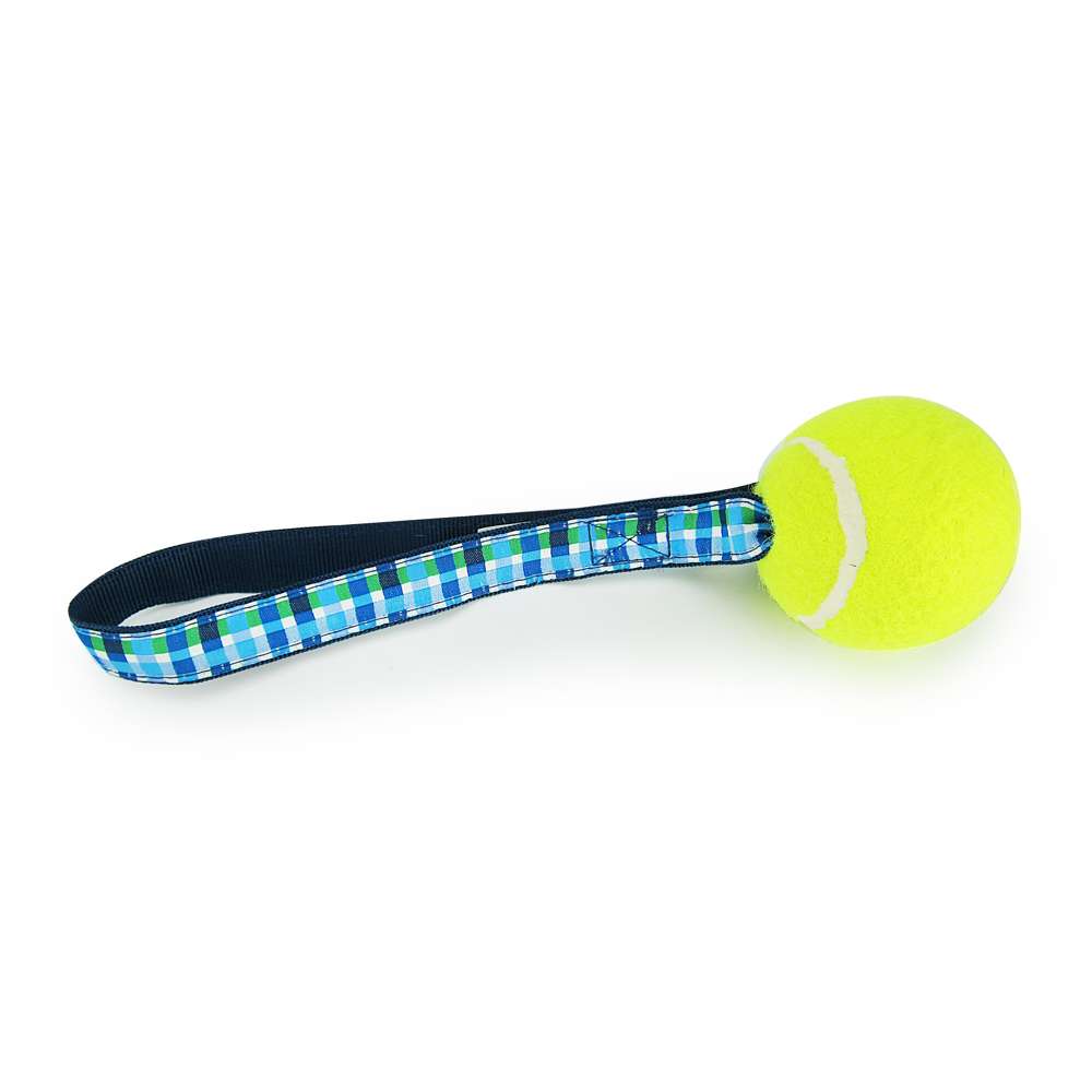The Petriot Summer Plaid Blue Tennis Ball Toss Toy for Dogs – Durable Fetch & Tug Play