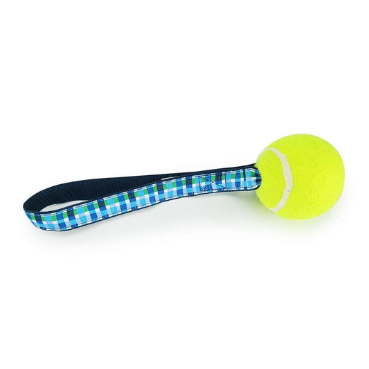 The Petriot Summer Plaid Blue Tennis Ball Toss Toy for Dogs – Durable Fetch & Tug Play
