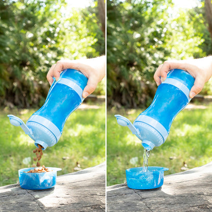 Pettap - 2-in-1 bottle with water and food containers for pets
