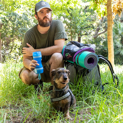 Pettap - 2-in-1 bottle with water and food containers for pets