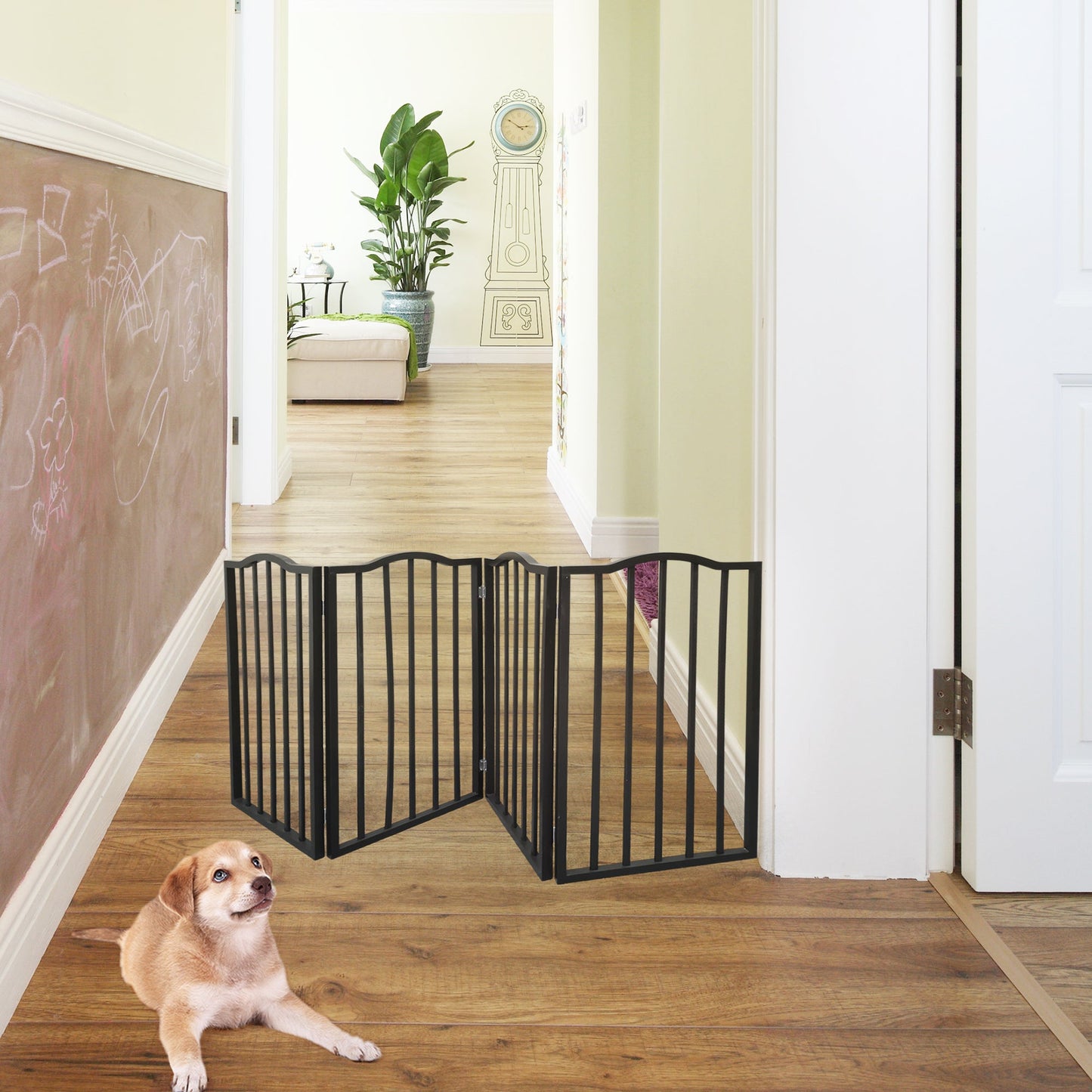 Arc Wooden Freestanding Folding Pet Gate - Dog Gate for Doorways,