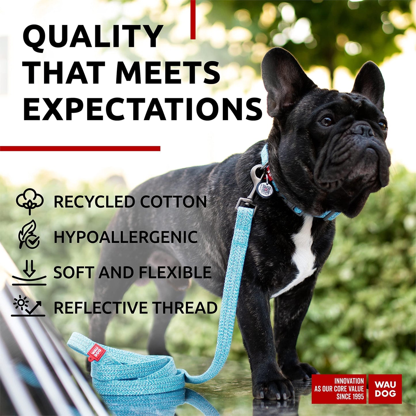 WAUDOG Recycled Cotton Dog Leash 6-10 Ft Eco Friendly