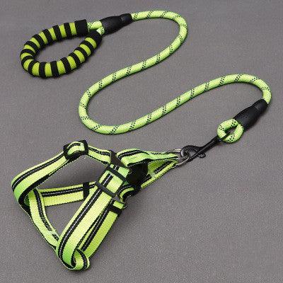Adjustable Nylon Dog Leash With Chest Harness