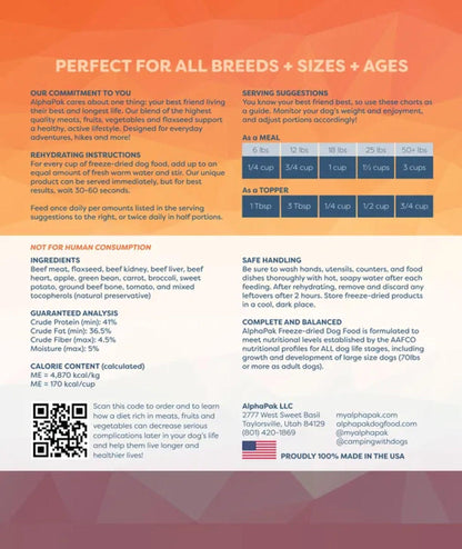 Alpha Pak Raw Freeze Dried Dog Food - Premium Grain-Free Nutrition