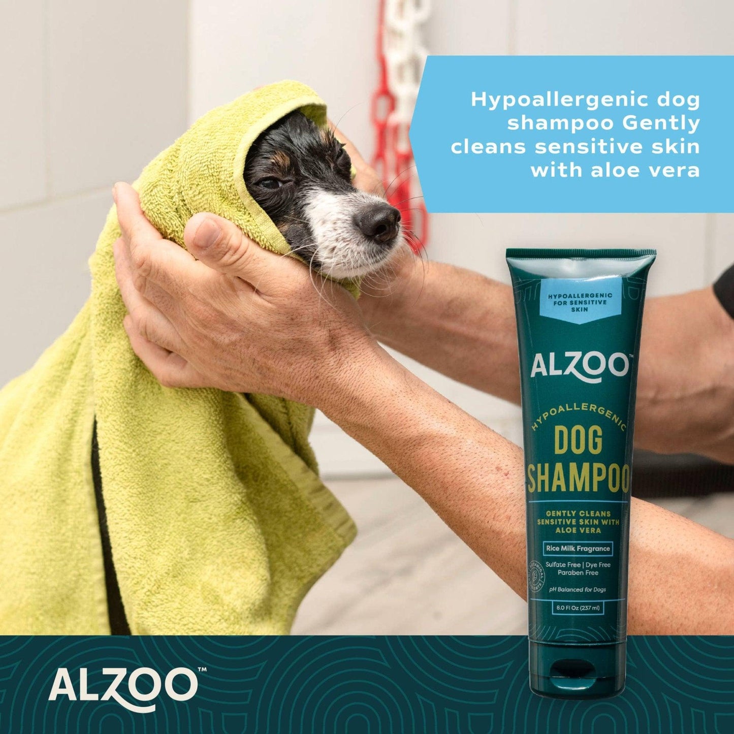 ALZOO Hypoallergenic Plant-Based Dog Shampoo with Rice Milk Fragrance