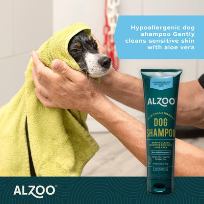 ALZOO Hypoallergenic Plant-Based Dog Shampoo with Rice Milk Fragrance