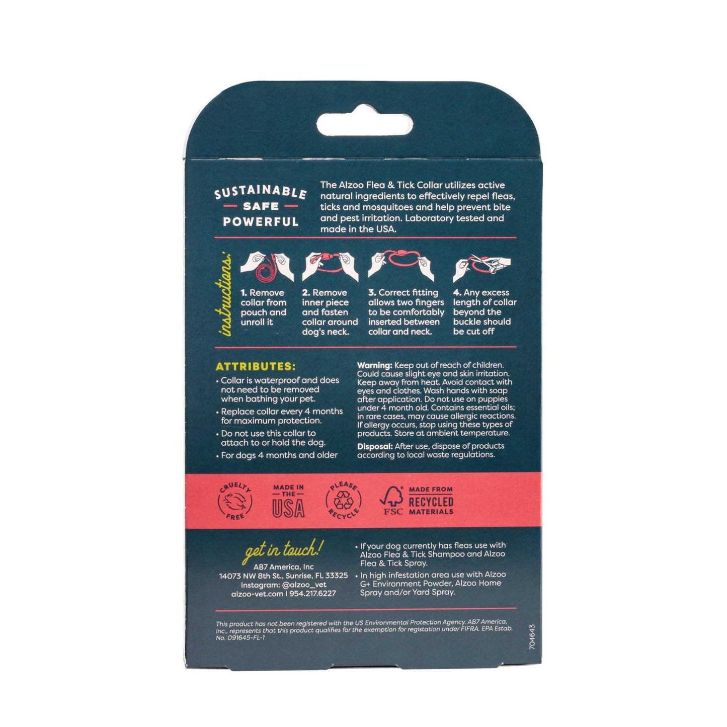 ALZOO Plant-Based Flea & Tick Collar for Large Dogs