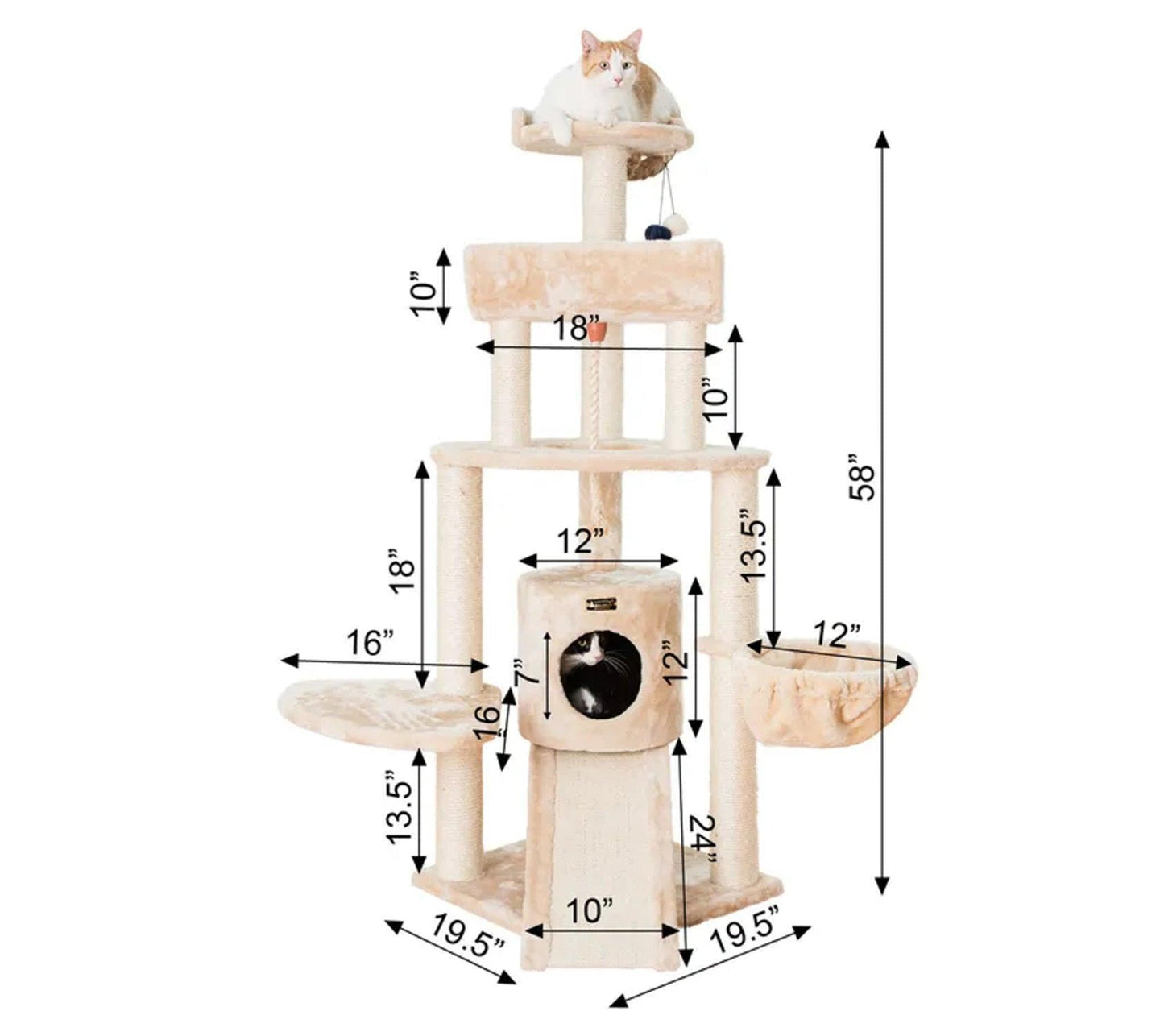 Armarkat Classic Real Wood Cat Tower with Lounge and Sisal Rope