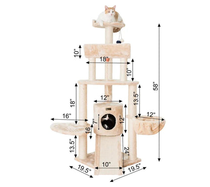 Armarkat Classic Real Wood Cat Tower with Lounge and Sisal Rope