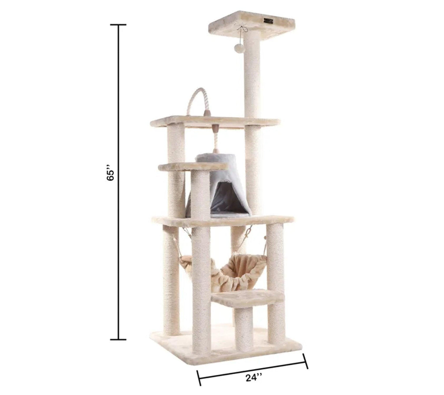 Armarkat Deluxe 65" Cat Tree with Hammock and Playhouse