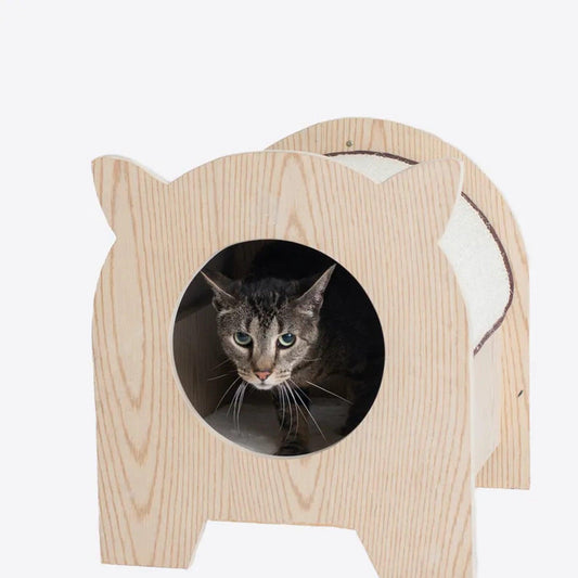Armarkat Wooden Cat Hideaway with Soft Plush Pad – Premium Poplar Wood Cat House for Cats up to 20 lbs