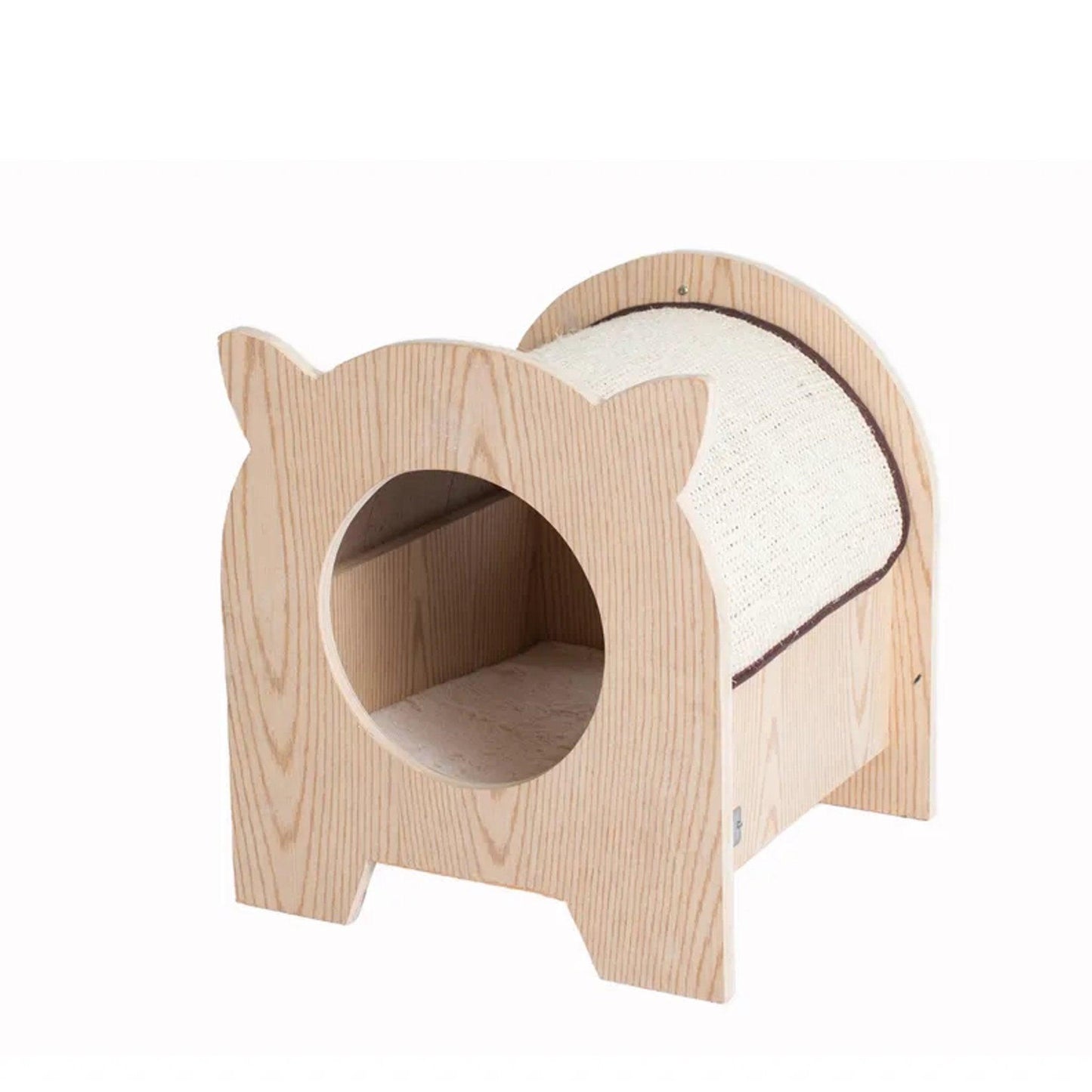 Armarkat Wooden Cat Hideaway with Soft Plush Pad – Premium Poplar Wood Cat House for Cats up to 20 lbs