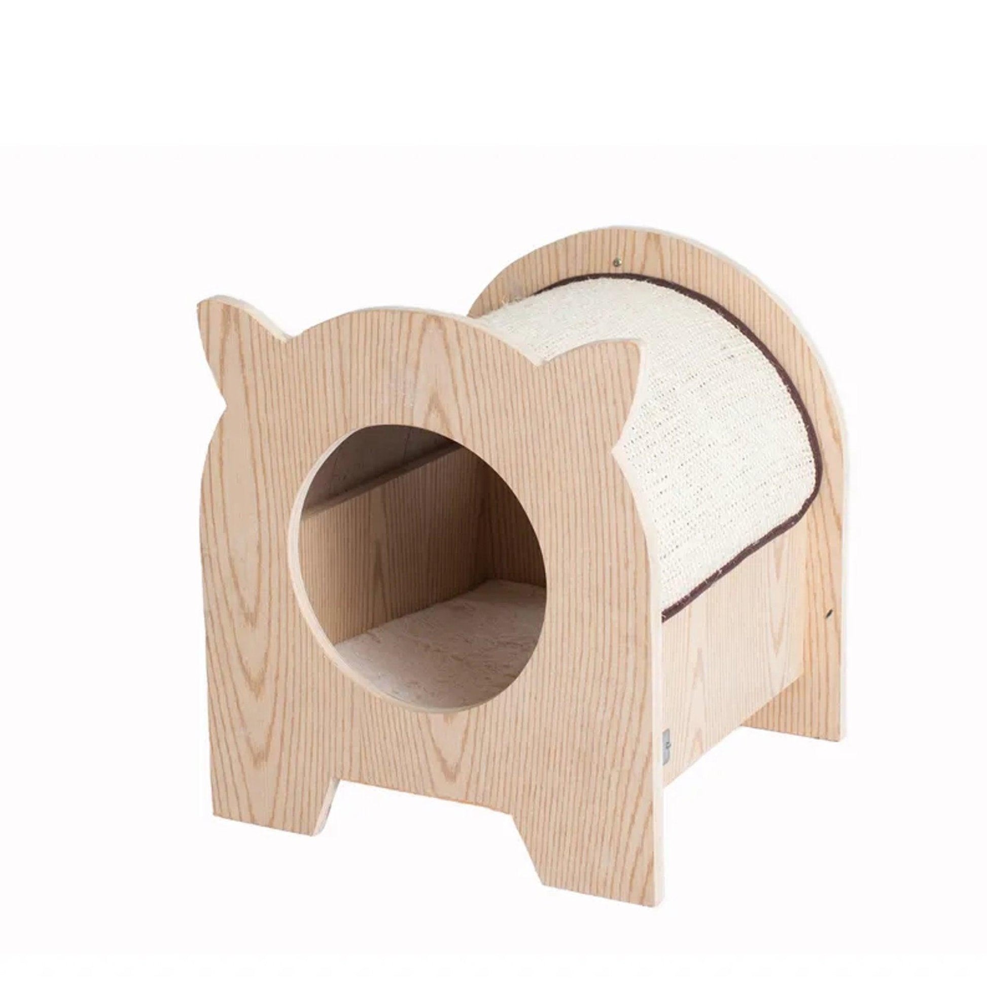 Armarkat Wooden Cat Hideaway with Soft Plush Pad – Premium Poplar Wood Cat House for Cats up to 20 lbs