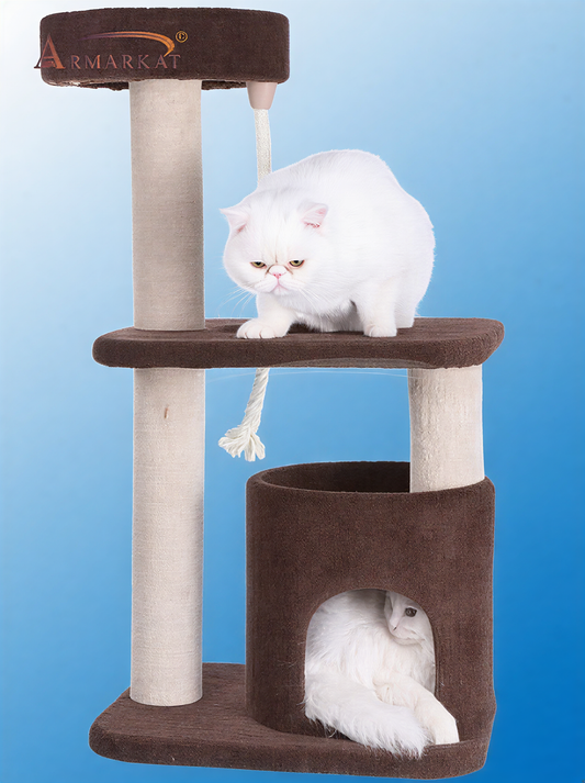 Armarkat 3-Tier Carpeted Real Wood Cat Tree Condo – 37-Inch Tower