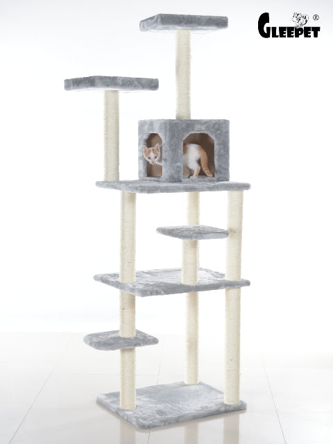 GleePet 74-Inch Real Wood Cat Tree with 7 Levels