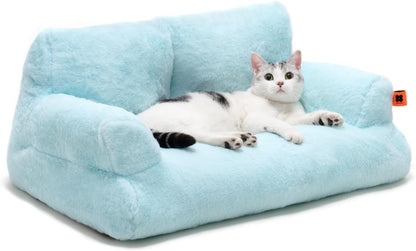 MEWOOFUN Plush Cat Bed For Indoor Cats - Washable 26x19x13