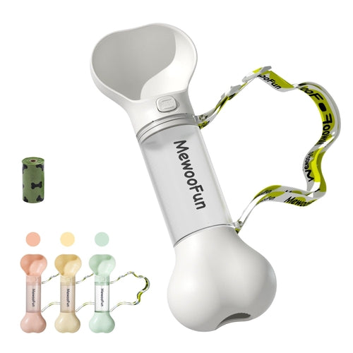 Mewoofun 2-In-1 Pet Water Bottle And Food Dispenser With Poop Bag