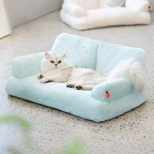 MEWOOFUN Plush Cat Bed For Indoor Cats - Washable 26x19x13