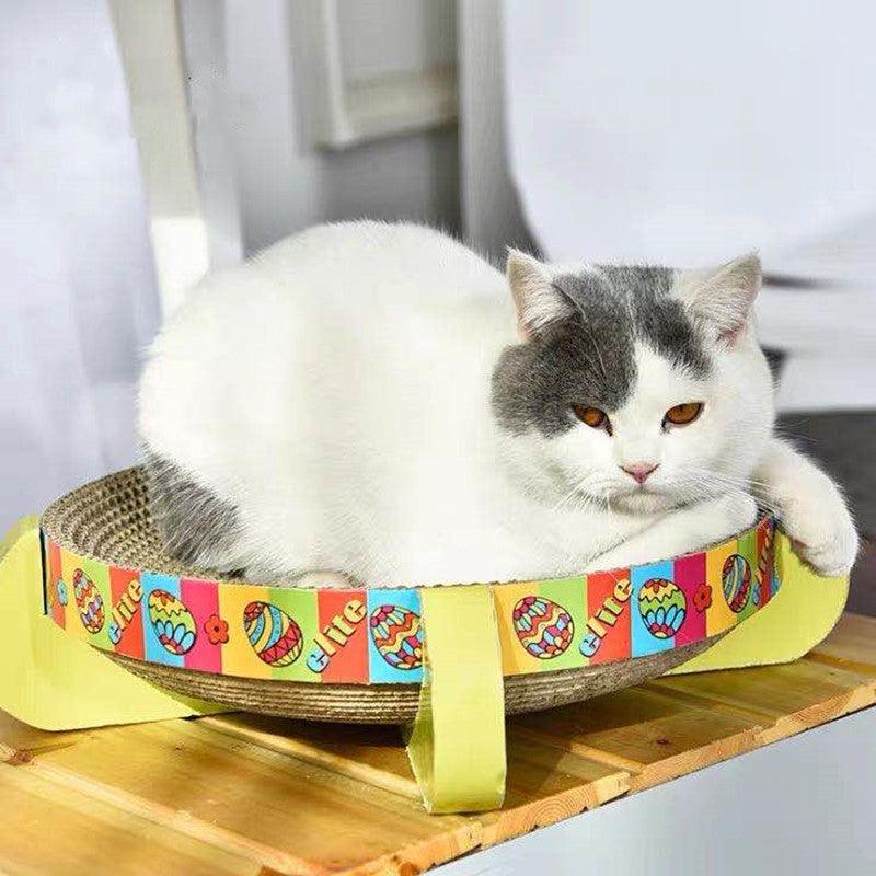Round Cat Scratch Lounge - Interactive Corrugated Paper Toy For Cats