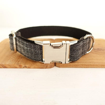 Thicken Soft Dog Collar Set - Elegant Black With Light Gold Accents