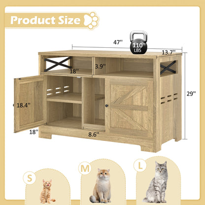 Modern double cat litter box enclosure furniture with divider – The PetRiot