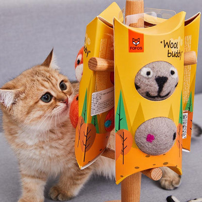 Colorful Interactive Felt Stretch Ball Cat Toy With Bell Sound