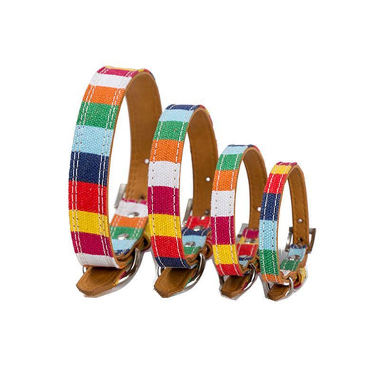 Colorful Rainbow Pu Leather Dog Collar