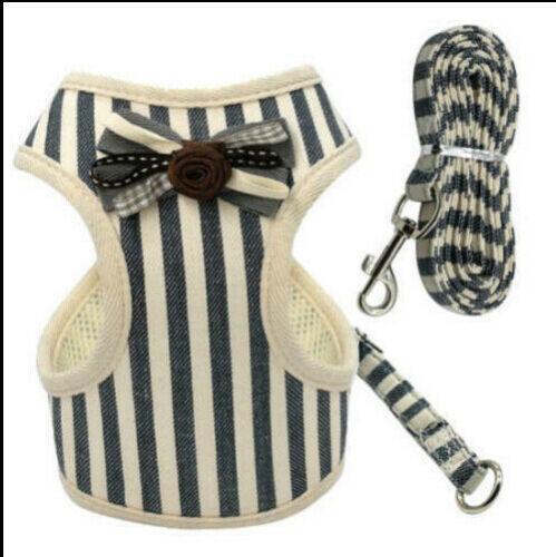 Comfortable Bow Tie Striped Dog Leash With Bells