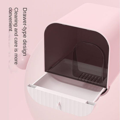 Enclosed Splash-Proof Cat Litter Box with Drawer Design – The PetRiot