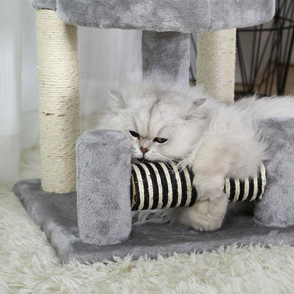 Gray Paw Print Cat Climbing Frame With Sisal Grinding Claw Toy