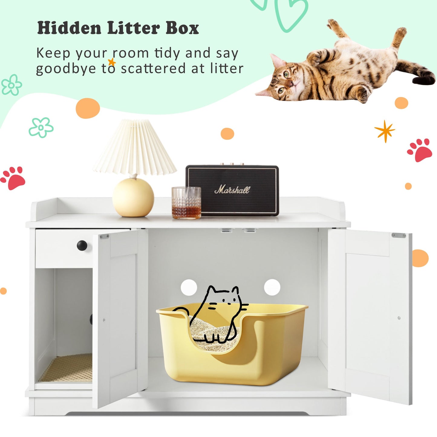 Litter Box Furniture Hidden with Cat Litter
