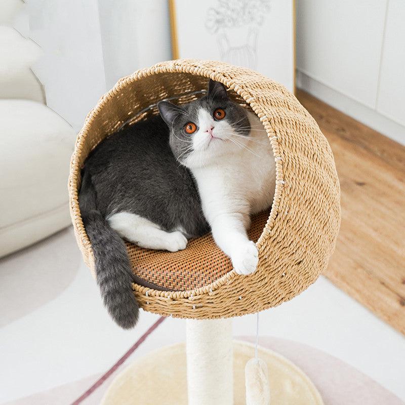Rustic Rattan Haven - Cat Climbing Rack Tree Nest