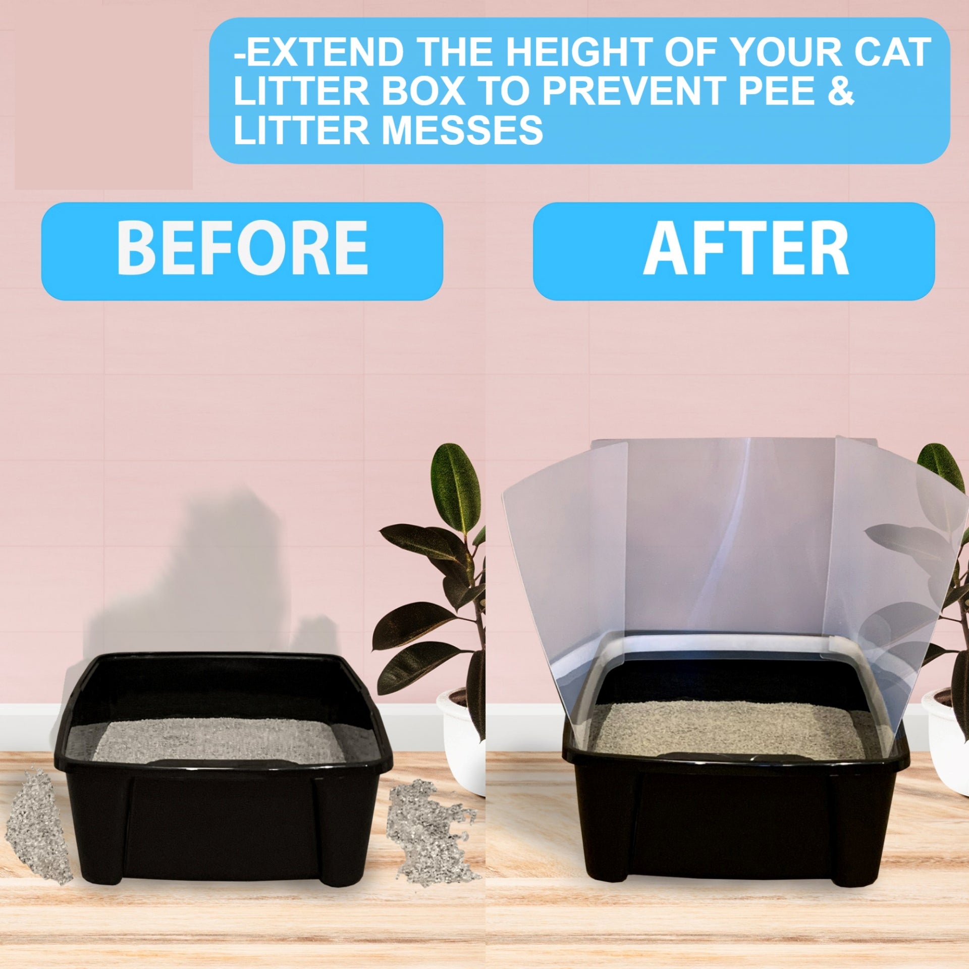 Cat Litter Box Pee Shields – Transparent Spill & Spray Guards for Cats from The PetRiot