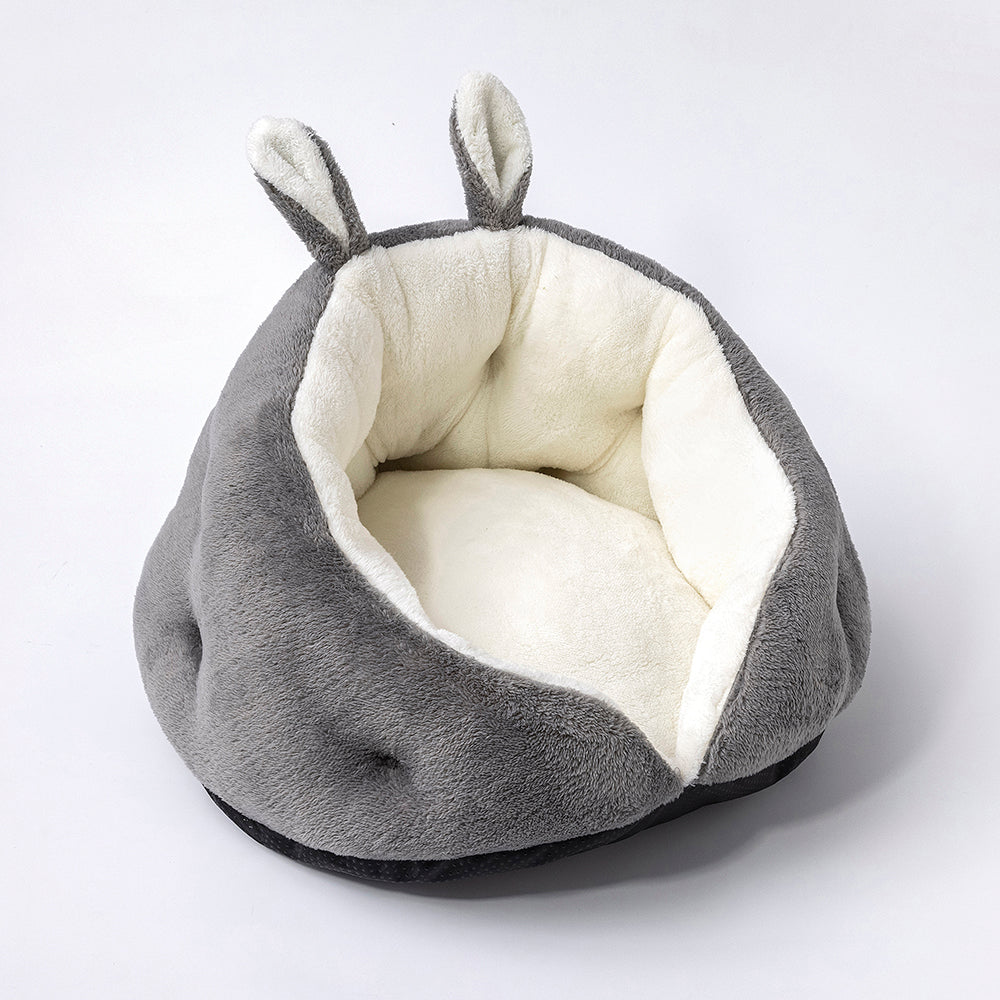 Bunny Ear Design Pet Bed – Cute plush bed with bunny ears for small dogs & cats, soft and washable