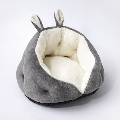 Bunny Ear Design Pet Bed – Cute plush bed with bunny ears for small dogs & cats, soft and washable