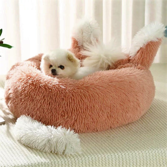 Plush Pet Bed with Ears and Tail for Pets